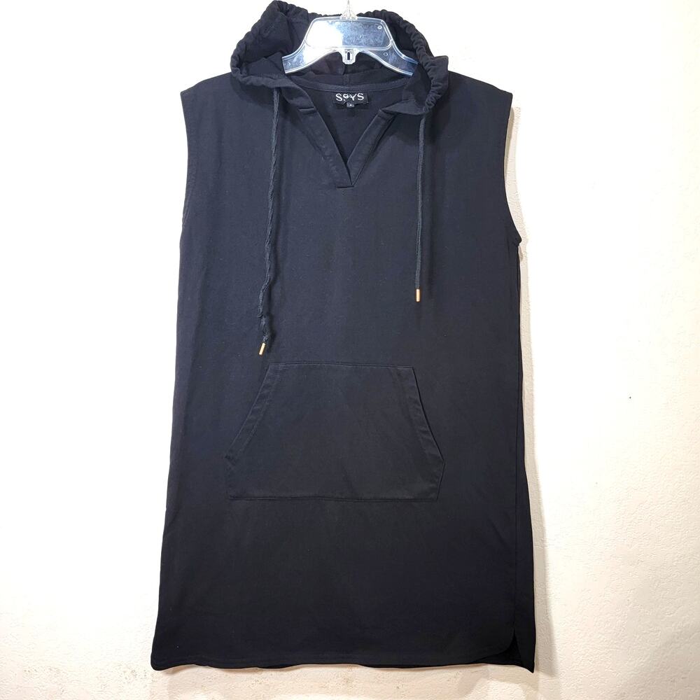 SSYS Hoodie Dress Small Sleeveless S Black Cotton Soft Athleisure Kangaroo